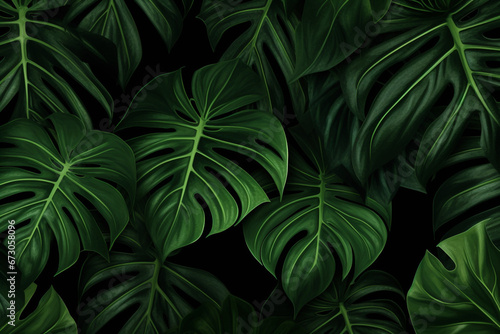 leaves background, tropical leaves dark green background