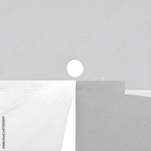 Illustration in minimalist style. Combined illusion of circle, rectangle