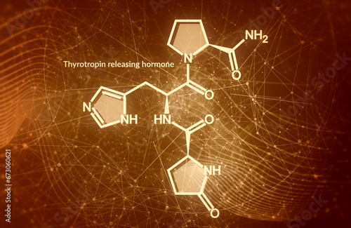 TRH or Thyrotropin releasing hormone chemical formula. Chemical molecular structure. photo