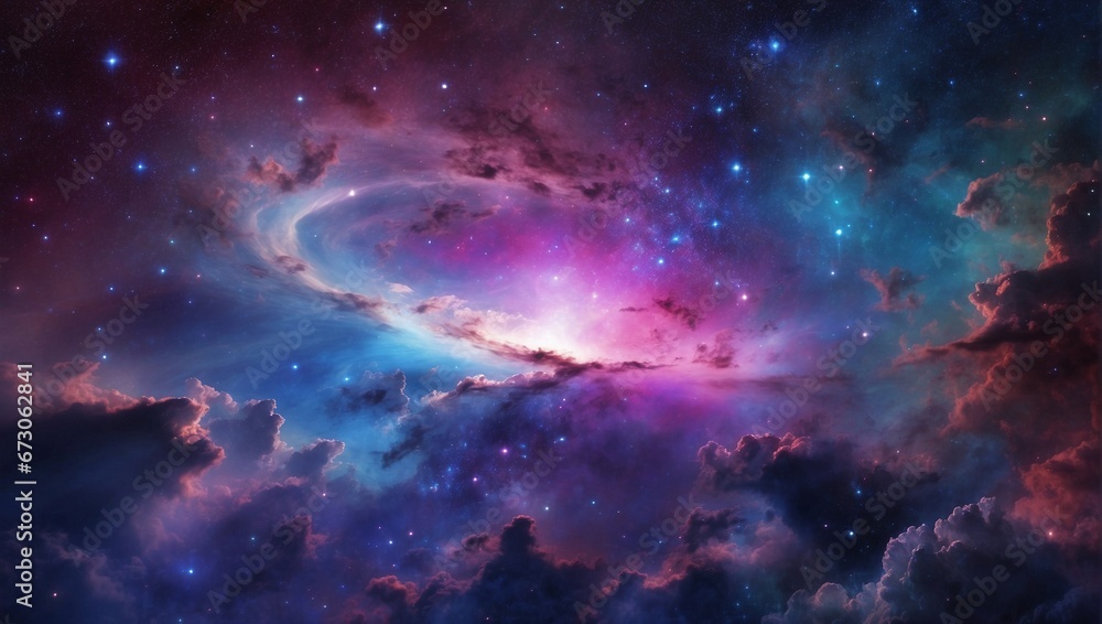 Cosmic Beauty: Mesmerizing Nebula in a Vivid Space Galaxy. Generative AI. Cosmic Beauty: Mesmerizing Nebula in a Vivid Space Galaxy. Generative AI.