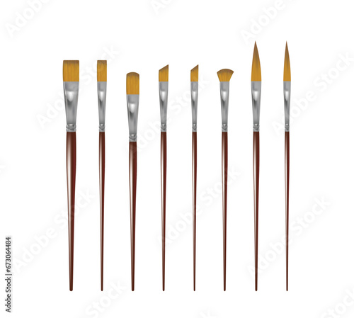 Wooden paint brush set. vector illustration