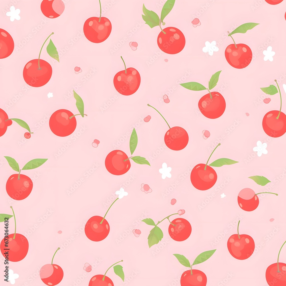 seamless pattern with cherry, Generative AI seamless pattern with cherry, Generative AI