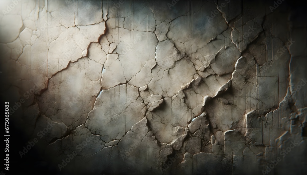 Old cracked  wall background with, textured wall banner, grungy grey template - obrazy, fototapety, plakaty 