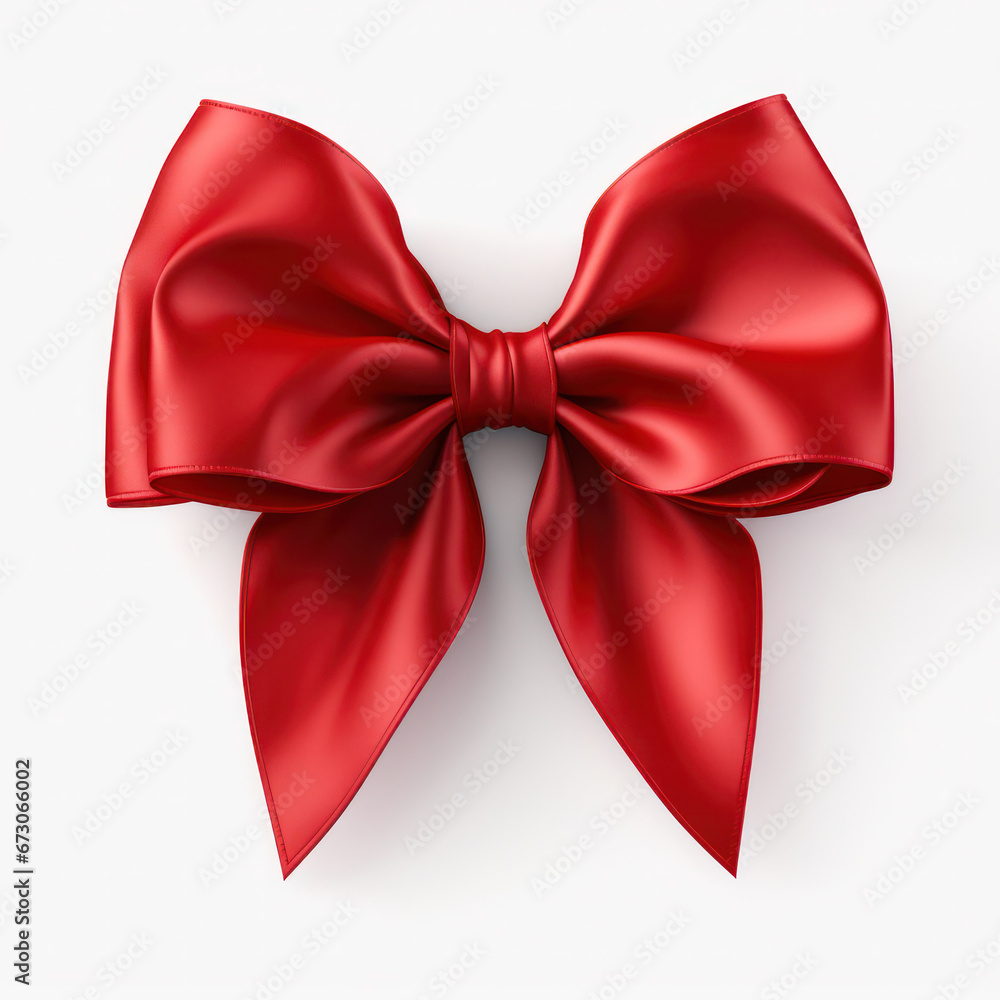 Single Red Ribbon Bow on Clean White Background Single Red Ribbon Bow on Clean White Background