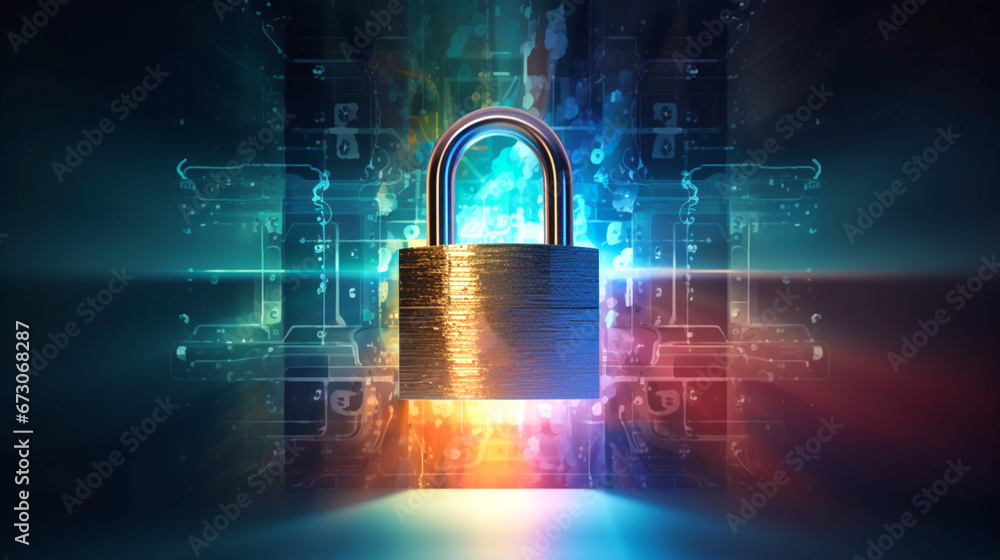 Digital Cybersecurity, internet security. Screen with padlock, network protection. Future technology web services for business and internet project. Digital Cybersecurity, internet security. Screen with padlock, network protection. Future technology web services for business and internet project.
