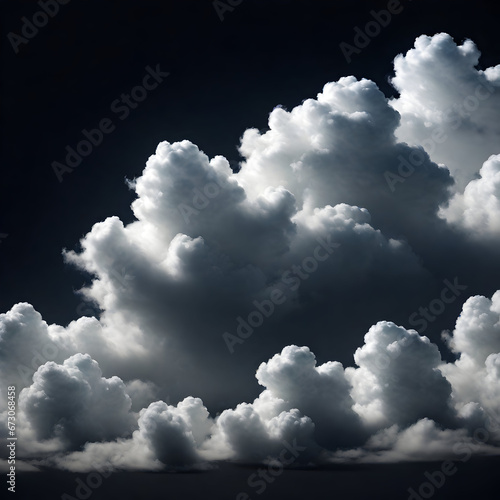 white clouds isolated on black background. ai generative