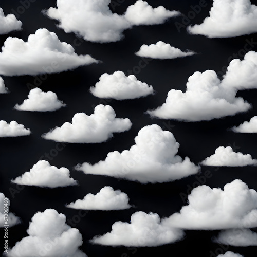 white clouds isolated on black background. ai generative