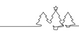 One line christmas tree on a white background. 