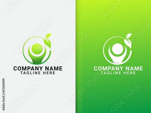 Healthcare logo design. Business. Hospital. Medicin. Medical logo design. Doctor. Human. Leaf. Natural. Pharmacy. Colorful template. Green