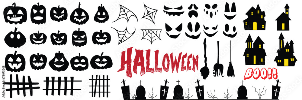 set of silhouettes of Halloween . Vector illustration design set of silhouettes of Halloween . Vector illustration design