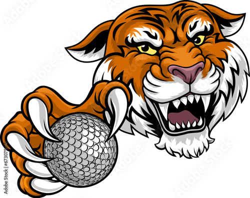 A tiger with golf ball spor...