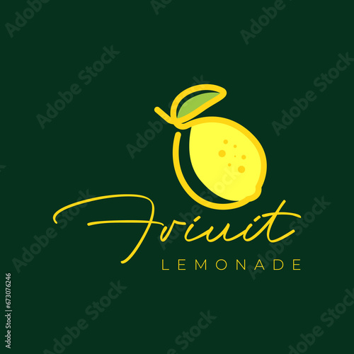 fresh fruit lemonade orange modern colorful line style logo design vector icon illustration