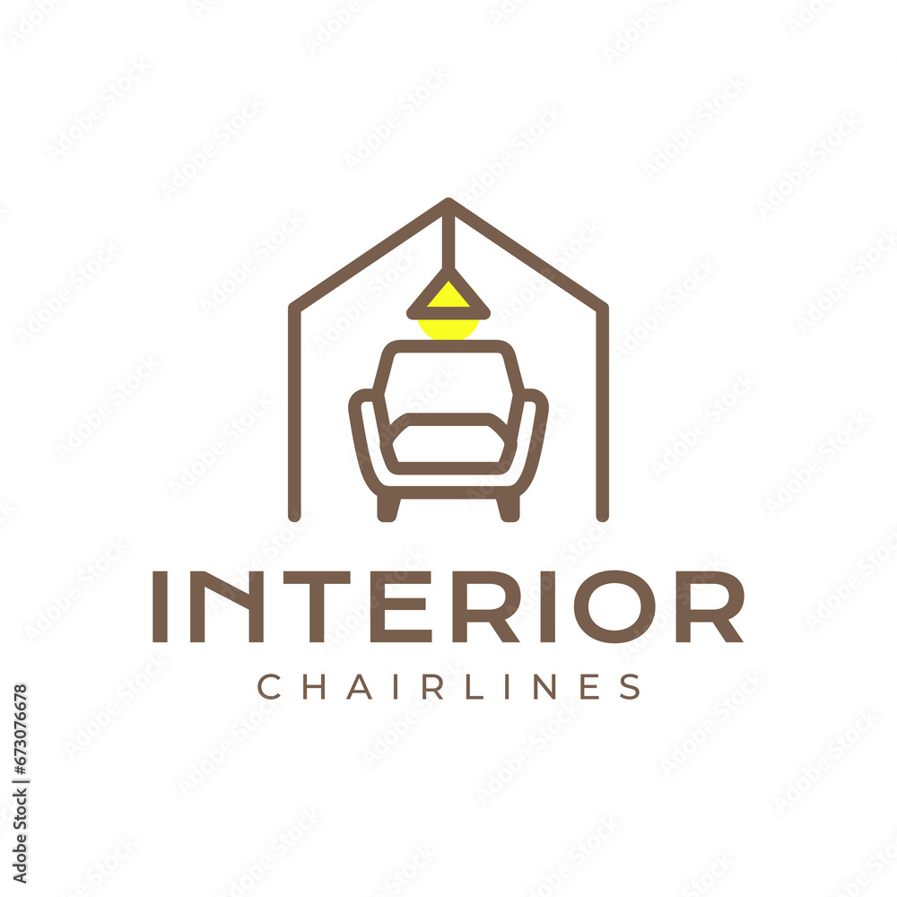furniture interior armchair house architect minimalist line style simple modern logo design vector icon illustration
