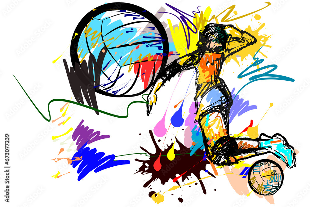 lady action hit volleyball jump over net and brush style lady action hit volleyball jump over net and brush style