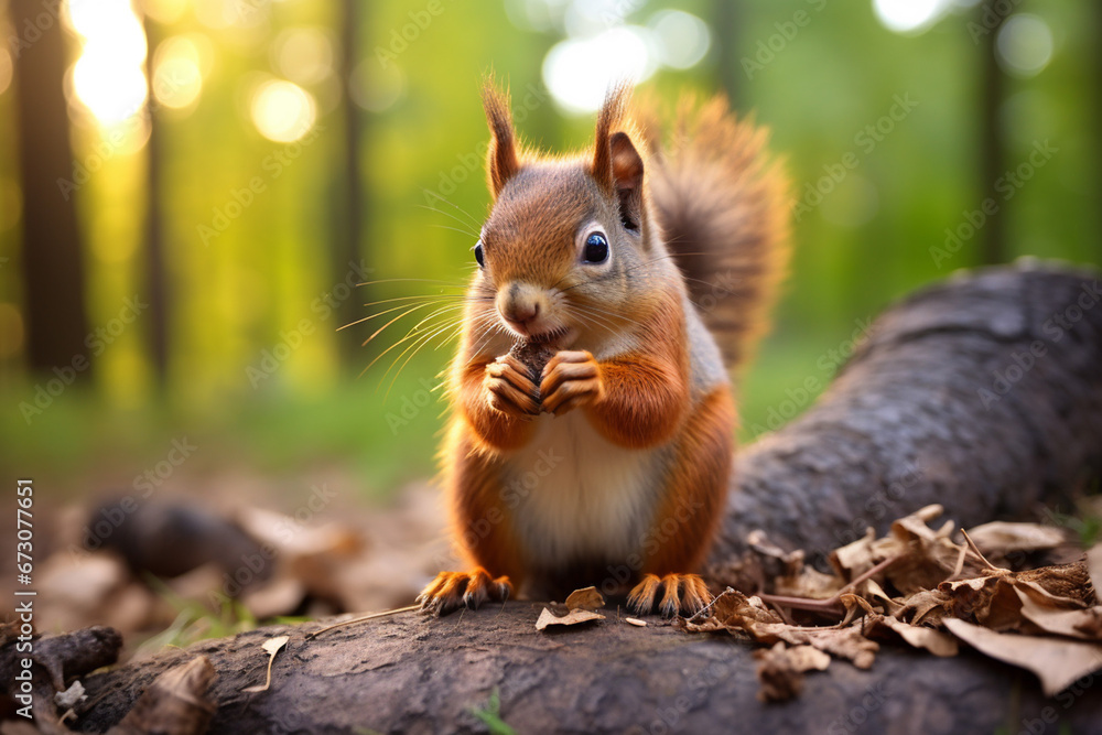 エサを掴んで食べるリス エサを掴んで食べるリス