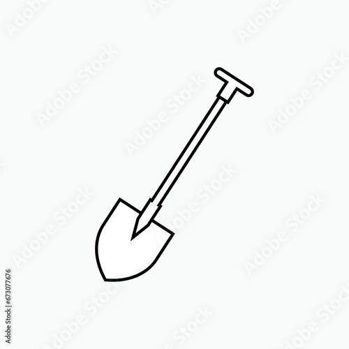 Shovel Icon. Gardening Tool, Dig Equipment Symbol - Vector.