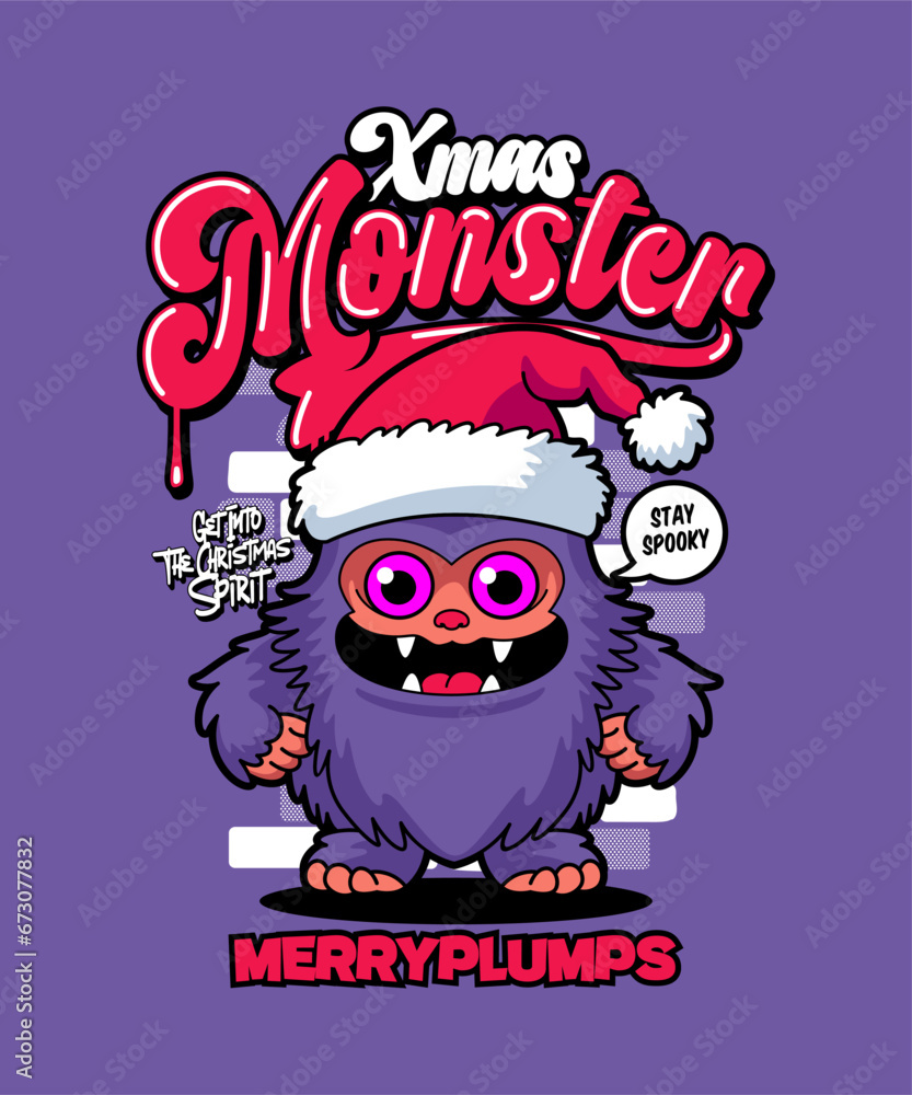 Merryplumps Funny Xmas Cartoon Illustration.
