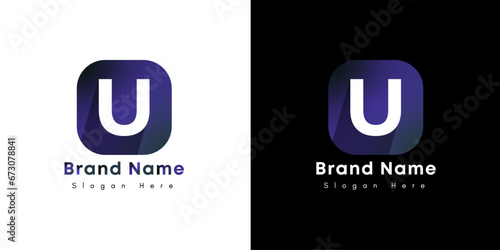 U letter gradient alphabet logo for company
