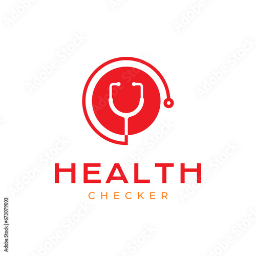 stethoscope health medical circle modern simple rounded flat logo design vector icon illustration