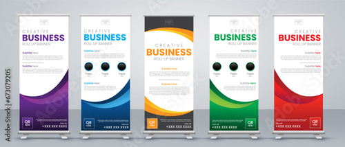 business abstract roll up banner design set