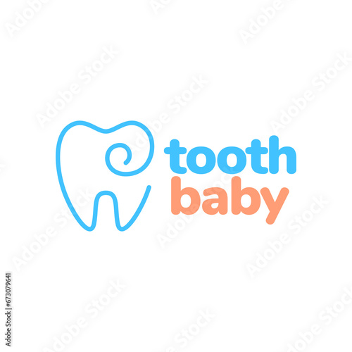 baby tooth simple line style minimal modern logo design vector icon illustration