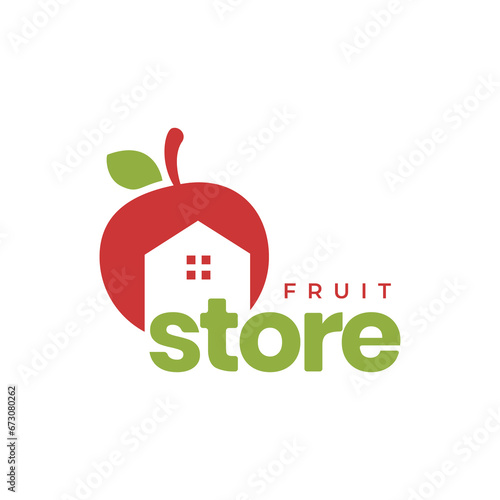 apple fresh fruit house modern simple logo design vector icon illustration