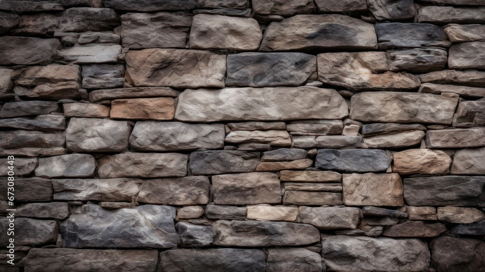 Texture of an antique European structure - Full-frame stone pattern on the exterior of an aged British dwelling.