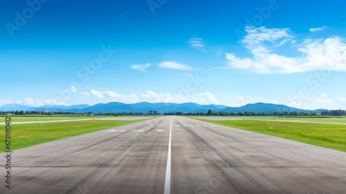 Sunny Day Airfield with Grass Runway at the Airport