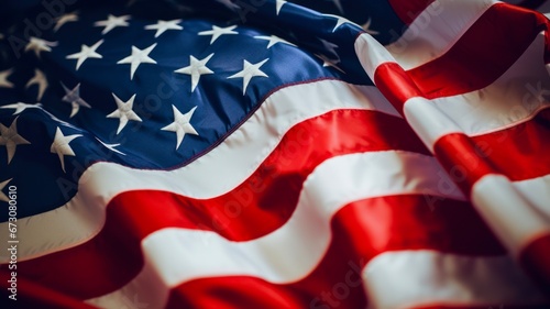 Vibrant American Flag Closeup Celebrating National Holiday photo