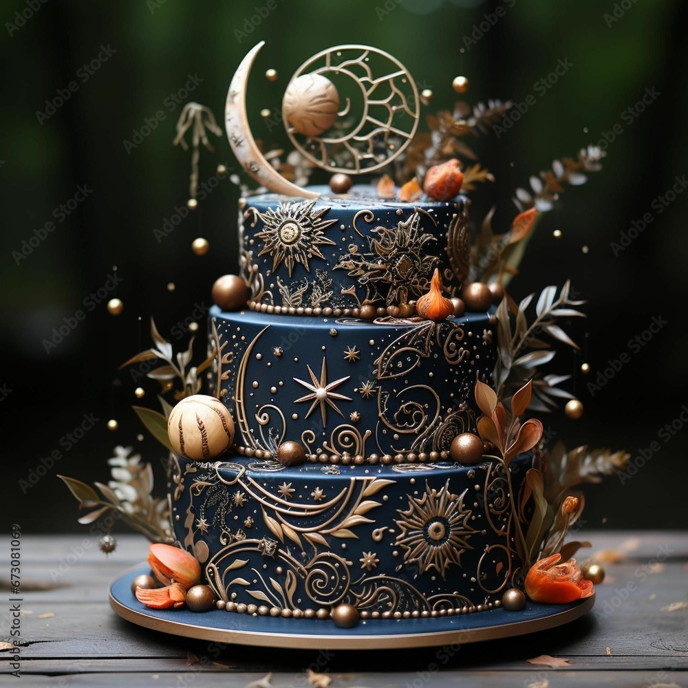 AI generated illustration of a beautifully decorated wedding cake AI generated illustration of a beautifully decorated wedding cake