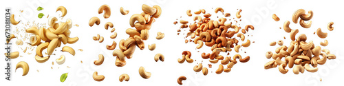Falling cashew nuts  Hyperrealistic Highly Detailed Isolated On Transparent Background Png File photo