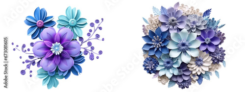 bouquet of blue flowers isolated on transparent background