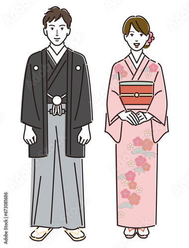 着物姿の男女