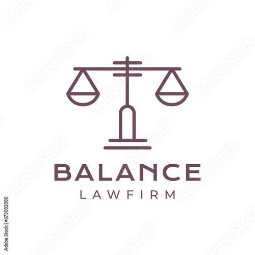 balance scale attorney law firm modern line style simple minimal logo design vector icon illustration