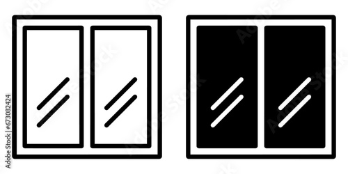ofvs491 OutlineFilledVectorSign ofvs - window vector icon . window glass sign . isolated transparent . black outline and filled version . AI 10 / EPS 10 / PNG . g11834