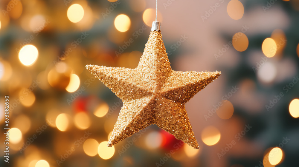 Stars decoration for Christmas or New Year, bokeh background Stars decoration for Christmas or New Year, bokeh background