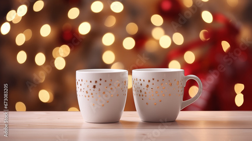 Cups of hot drink for dinner  Merry Christmas and happy new year.