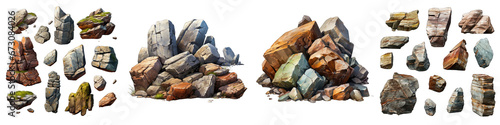 flat rocks Hyperrealistic Highly Detailed Isolated On Transparent Background Png File