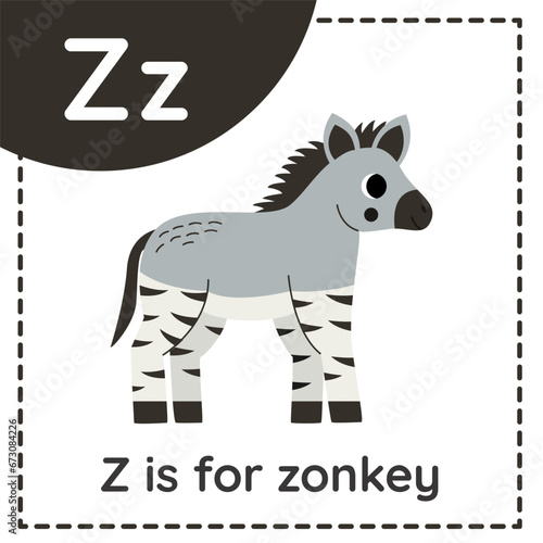 Learning English alphabet for kids. Letter z. Cute cartoon zonkey. photo