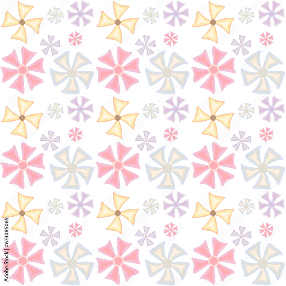 Pastel color seamless pattern background with pink,purple heart 