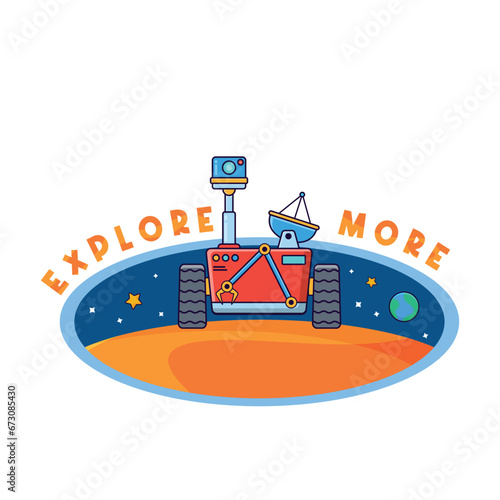 Design Space logo, Space badges, patches, emblems, badges and labels, sticker. Children friendly, cartoon design style,