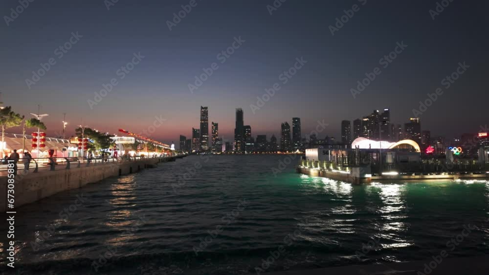 4K Outdoor City Coastal Modern Architecture Night View 4K Outdoor City Coastal Modern Architecture Night View