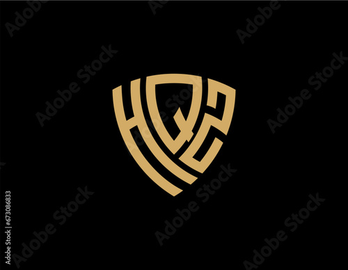 HQZ creative letter shield logo design vector icon illustration	 photo