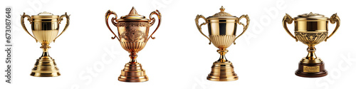 Gold trophy cup  Hyperrealistic Highly Detailed Isolated On Transparent Background Png File photo