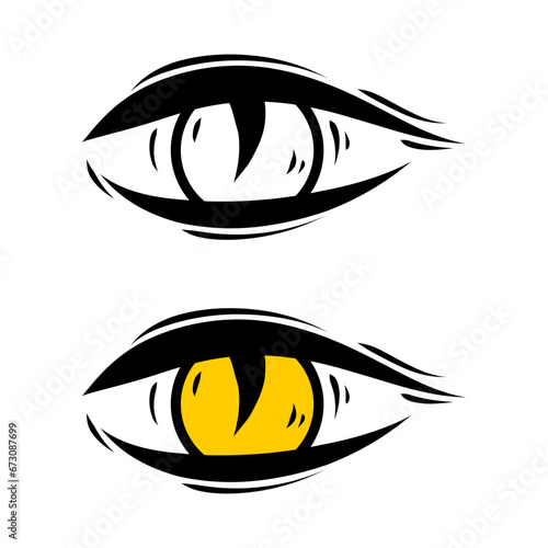 Set line eye of dragon icon flat vector design