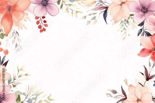 watercolor flowers for design floral background frame generative ai © prat