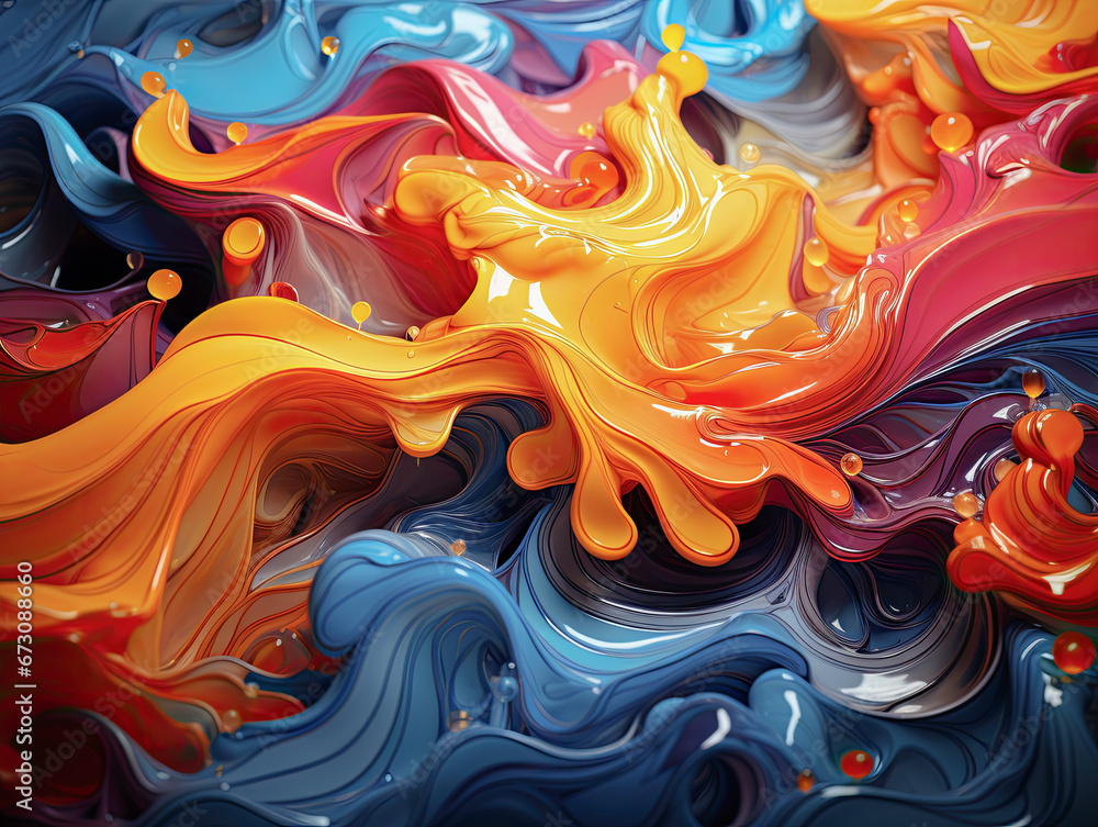 A wallpaper for screens and devices featuring an artistic abstraction that combines liquid paint patterns with design elements, inspiring creativity and imagination.