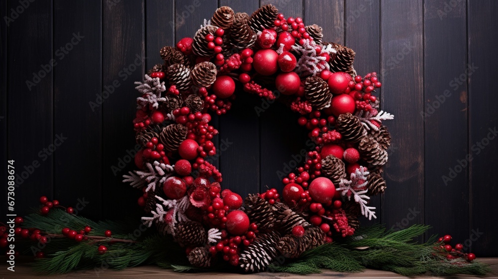 christmas wreath on a door  generated by AI