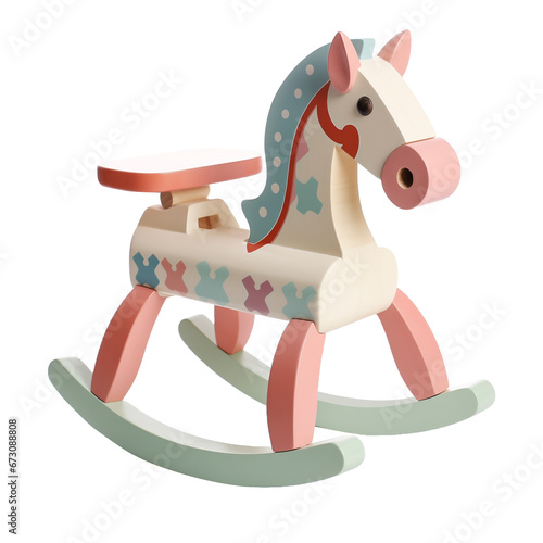 Pink wooden rocking horse for kids