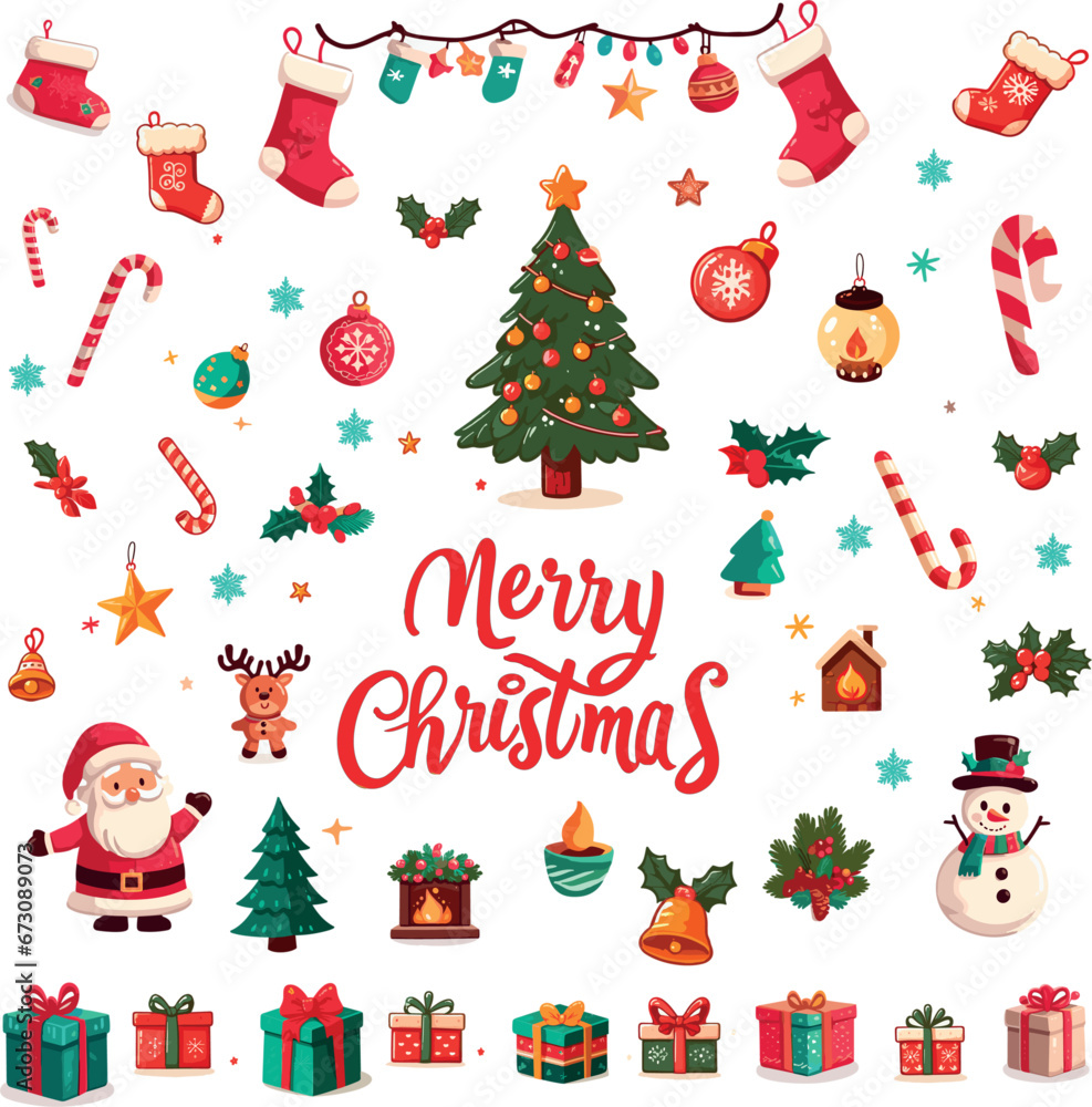 Merry christmas attribute vector pack Merry christmas attribute vector pack